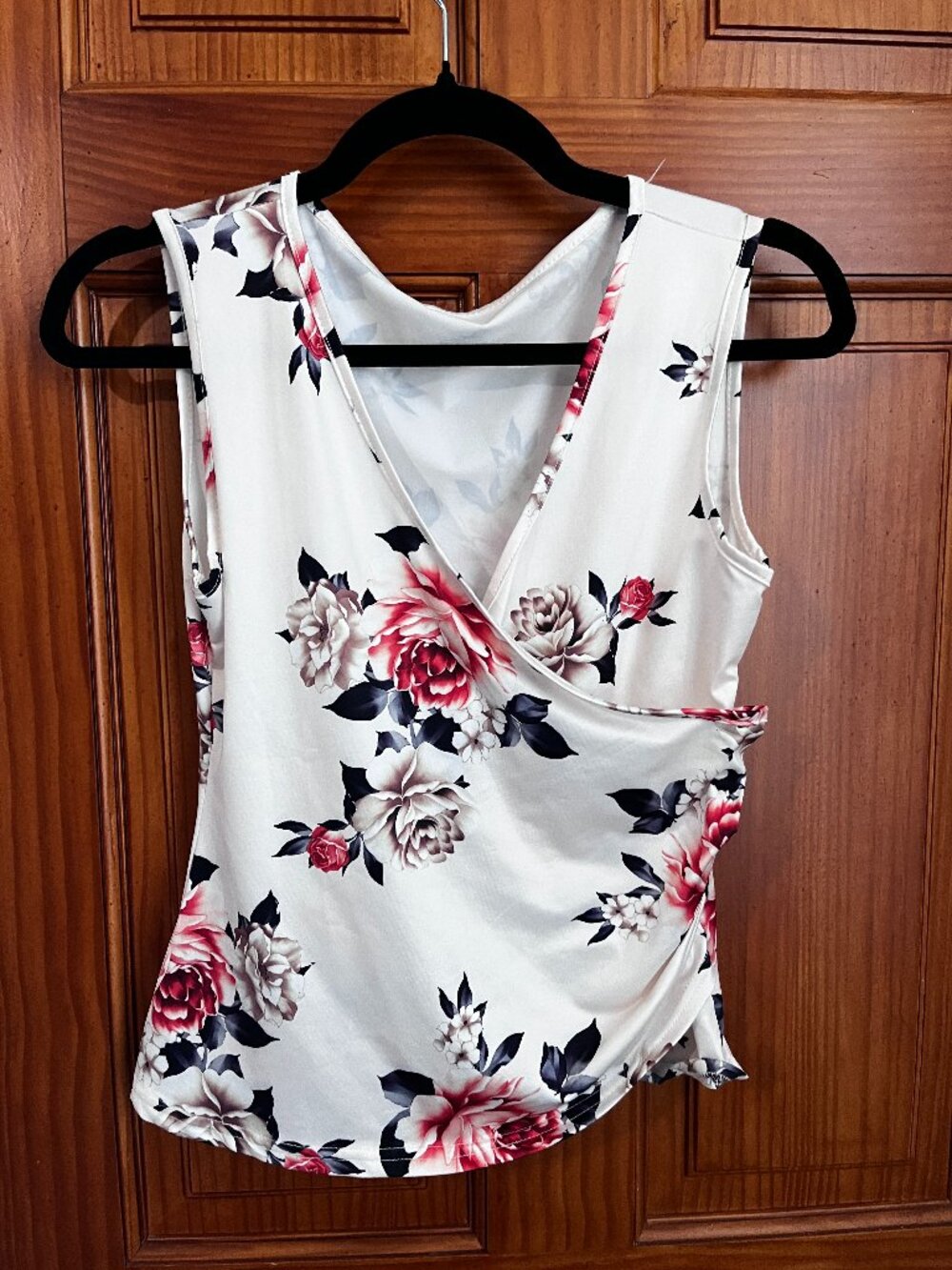 Women's Floral Print Sleeveless V-Neck Wrap Tank Top
